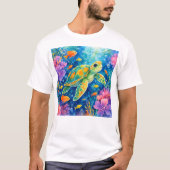 Colorful Watercolor Sea Turtle Tシャツ (正面)
