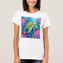 Colorful Watercolor Sea Turtle