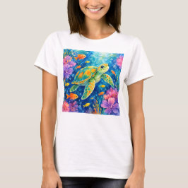Colorful Watercolor Sea Turtle Tシャツ