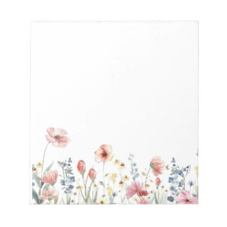 Colorful Watercolor Spring Blooms Floral Notepad ノートパッド