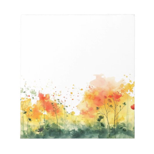 Colorful Watercolor Spring Blooms Floral Notepad ノートパッド (正面)