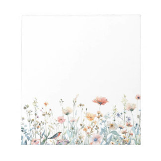 Colorful Watercolor Spring Blooms Floral Notepad ノートパッド