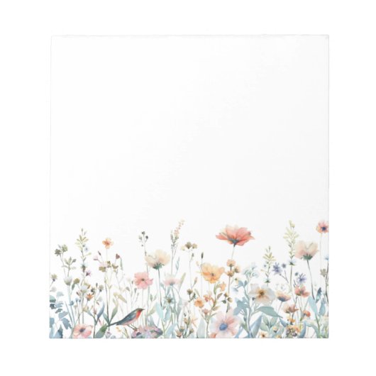 Colorful Watercolor Spring Blooms Floral Notepad ノートパッド (正面)