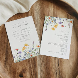 Colorful Watercolor Wildflower All in One Wedding 招待状