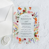 Colorful Watercolor Wildflower Arch Wedding アクリル招待状
