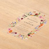 Colorful Watercolor Wildflower Arch Wedding アクリル招待状 (レイダウン)