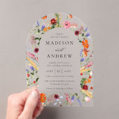 Colorful Watercolor Wildflower Arch Wedding アクリル招待状 (インサイチュ (ポータブル))