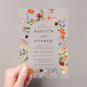 Colorful Watercolor Wildflower Arch Wedding アクリル招待状 (インサイチュ (ポータブル))