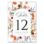 Colorful Watercolor Wildflower Arch Wedding テーブルナンバー (裏面)