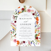 Colorful Watercolor Wildflower Arch Wedding 招待状