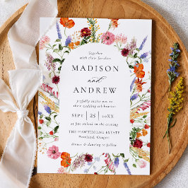 Colorful Watercolor Wildflower Arch Wedding 招待状