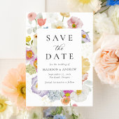 Colorful Watercolor Wildflower Photo Wedding セーブザデート