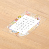 Colorful Watercolor Wildflower Wedding アクリル招待状 (レイダウン)