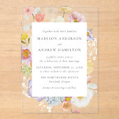 Colorful Watercolor Wildflower Wedding アクリル招待状 (正面)