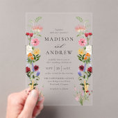 Colorful Watercolor Wildflower Wedding アクリル招待状 (インサイチュ (ポータブル))