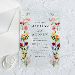 Colorful Watercolor Wildflower Wedding アクリル招待状