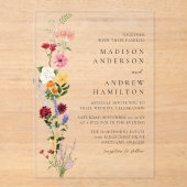 Colorful Watercolor Wildflower Wedding アクリル招待状 (正面)