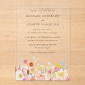 Colorful Watercolor Wildflower Wedding アクリル招待状 (正面)