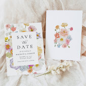 Colorful Watercolor Wildflower Wedding セーブザデート
