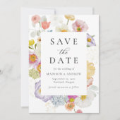 Colorful Watercolor Wildflower Wedding セーブザデート (正面)
