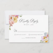 Colorful Watercolor Wildflower Wedding 出欠カード (正面)