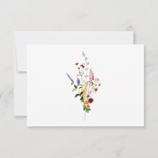 Colorful Watercolor Wildflower Wedding 出欠カード (裏面)