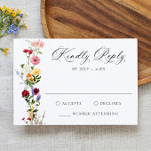 Colorful Watercolor Wildflower Wedding 出欠カード