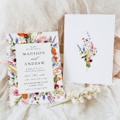 Colorful Watercolor Wildflower Wedding 招待状