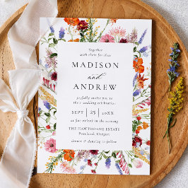 Colorful Watercolor Wildflower Wedding 招待状