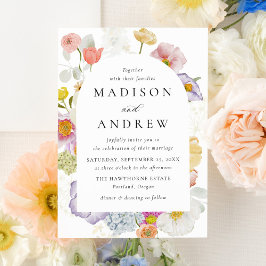Colorful Watercolor Wildflower Wedding 招待状