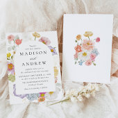 Colorful Watercolor Wildflower Wedding 招待状