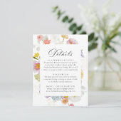 Colorful Watercolor Wildflower Wedding Details エンクロージャーカード (スタンド正面)