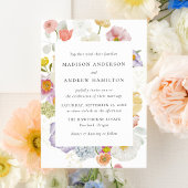 Colorful Watercolor Wildflower Wedding Invitation 招待状