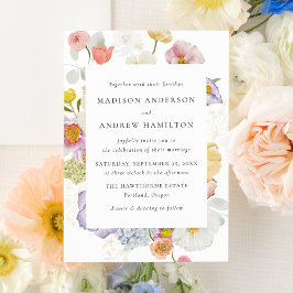 Colorful Watercolor Wildflower Wedding Invitation 招待状