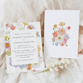 Colorful Watercolor Wildflower Wedding Invitation 招待状