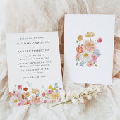 Colorful Watercolor Wildflower Wedding Invitation 招待状
