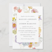 Colorful Watercolor Wildflower Wedding Invitation 招待状 (正面)