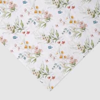 Colorful Watercolor Wildflowers 1600s Art 薄葉紙
