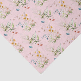 Colorful Watercolor Wildflowers 1600s Art Pink 薄葉紙