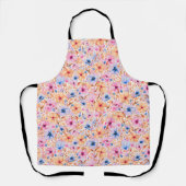 Colorful Watercolor Wildflowers Floral Pattern エプロン (正面)