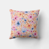 Colorful Watercolor Wildflowers Floral Pattern クッション (裏面)