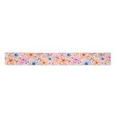 Colorful Watercolor Wildflowers Floral Pattern サテンリボン (正面)