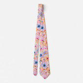 Colorful Watercolor Wildflowers Floral Pattern ネクタイ (裏面)