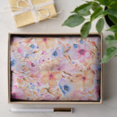 Colorful Watercolor Wildflowers Floral Pattern 薄葉紙 (ギフト)