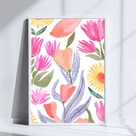 Colorful Watercolor Wildflowers | Hand Painted ポスター