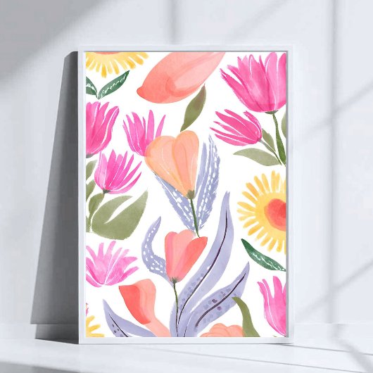 Colorful Watercolor Wildflowers | Hand Painted ポスター