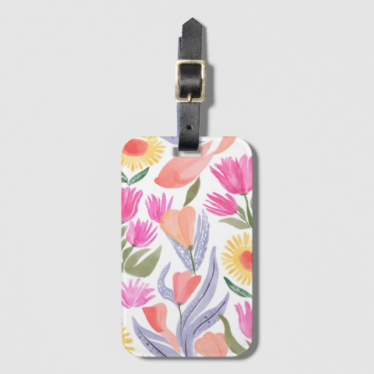 Colorful Watercolor Wildflowers | Hand Painted ラゲッジタグ (正面縦)