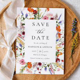 Colorful Watercolor Wildflowers Wedding セーブザデート
