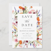 Colorful Watercolor Wildflowers Wedding セーブザデート (正面)