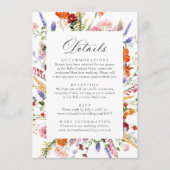 Colorful Watercolor Wildflowers Wedding Details エンクロージャーカード (正面)